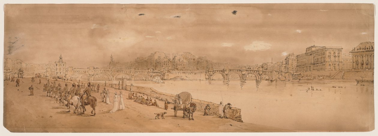 Valikoima kahdestakymmenestä kauneimmasta näkymästä Pariisissa, 1802. tekijältä Thomas Girtin
