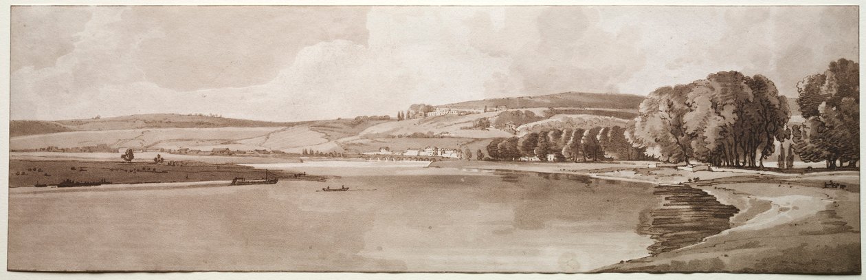 Valikoima 20 Pariisin kauneimmasta näkymistä: Näkymä Belle Vue & Pont de Sêve, 1802 tekijältä Thomas Girtin
