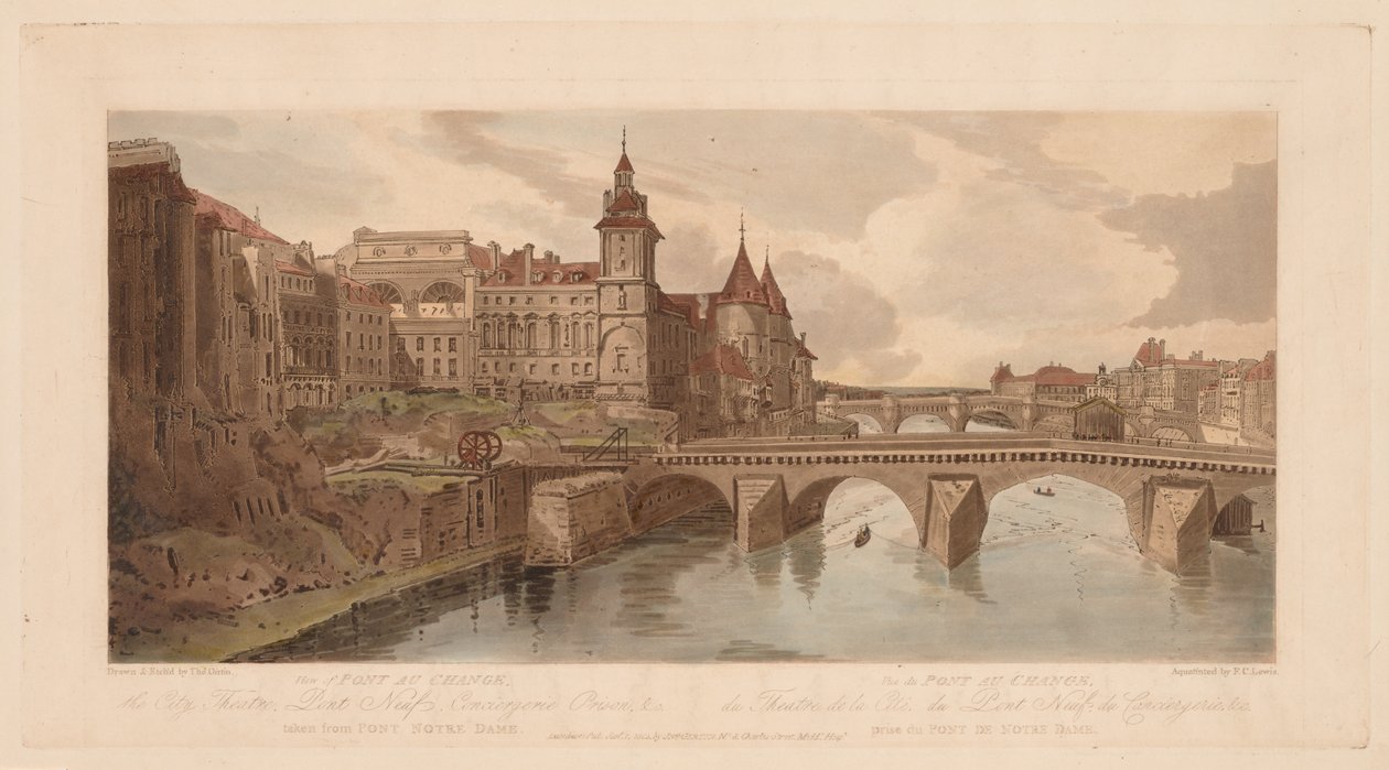 Valikoima 20 Pariisin kauneimmasta näkymistä: Näkymä Pont au Changelle, 1803. tekijältä Thomas Girtin
