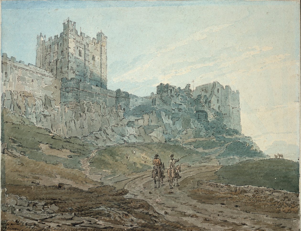 Bamburgh Castle Bamborough, Northumberland, 1792-1794 tekijältä Thomas Girtin