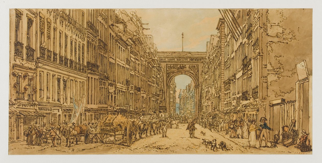 Faubourg ja Saint-Denis’n portti, 1801–1802. 10. ja 12. kaupunginosat tekijältä Thomas Girtin