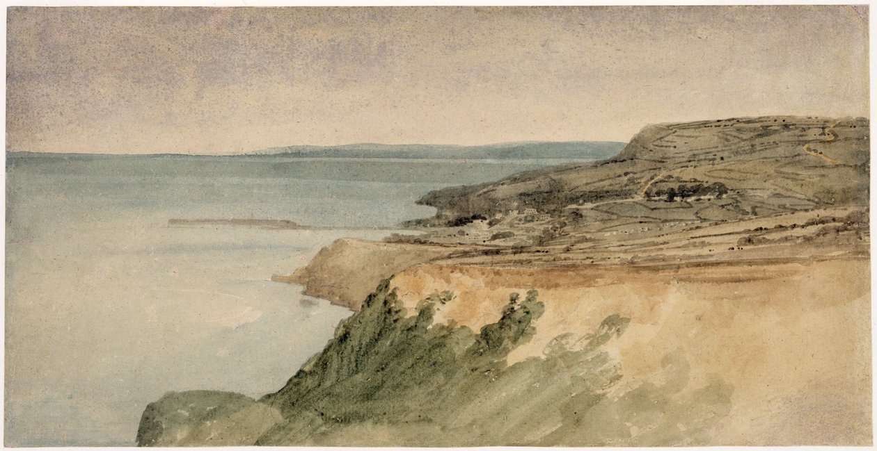 Lyme Regis, Dorset, n. 1797 (wc kynällä kuvioidulla paperilla) tekijältä Thomas Girtin