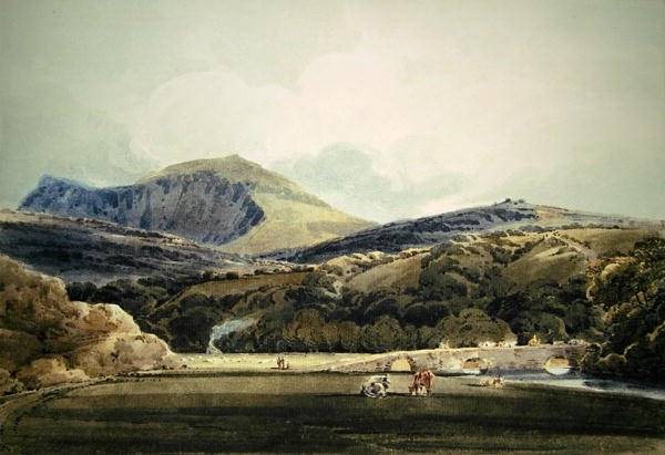 Mynydd Mawr, Pohjois-Wales (kynä ja akvarelli) tekijältä Thomas Girtin