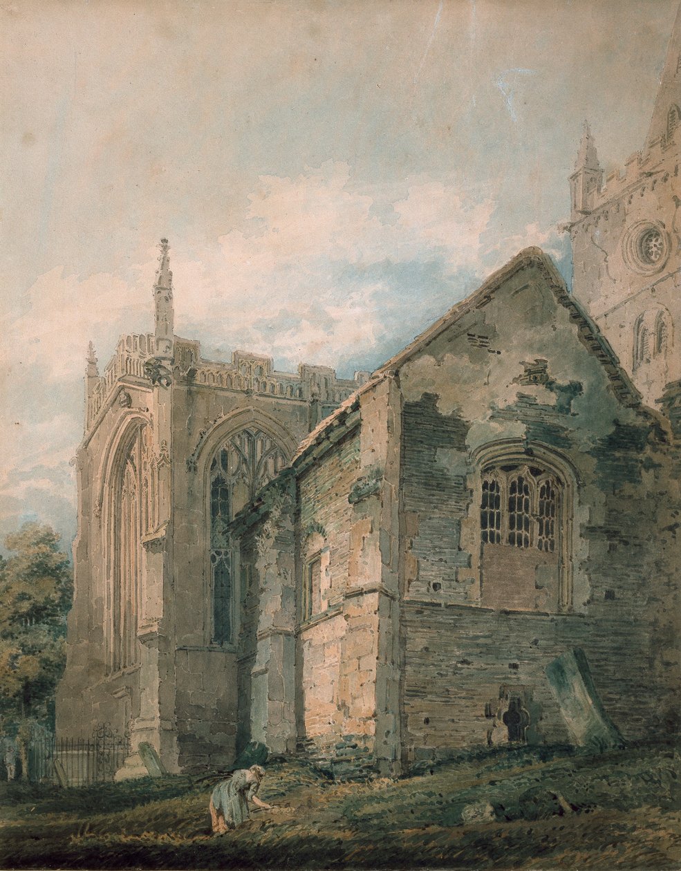Ancient Charnel House, Holy Trinity Church, Stratford-upon-Avon, 1700-luku tekijältä Thomas Girtin