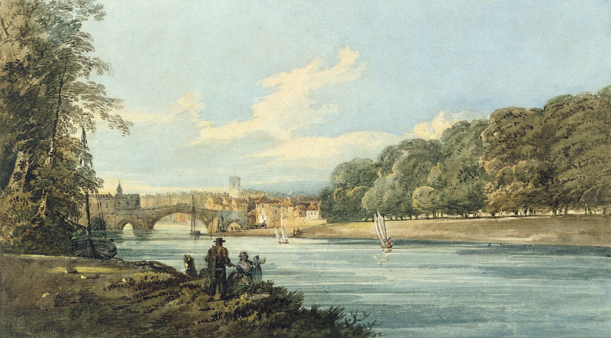 The New Walk, York, n. 1798 (kynä ja akvarelli paperille) tekijältä Thomas Girtin