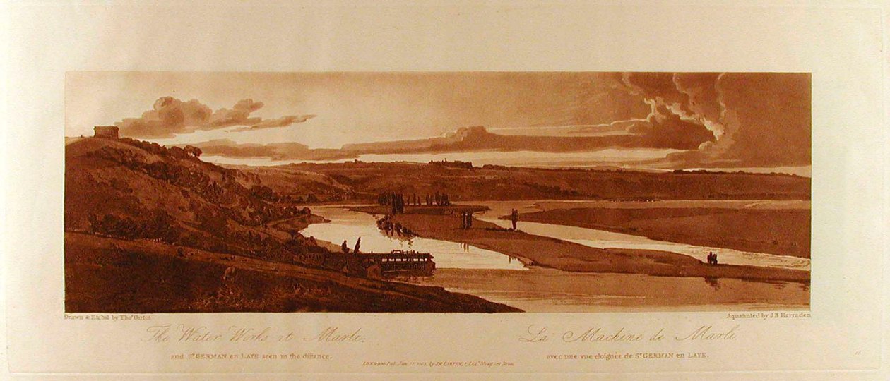 Die Wasserwerke von Marli und St. Germain en Laye in der Ferne tekijältä Thomas Girtin