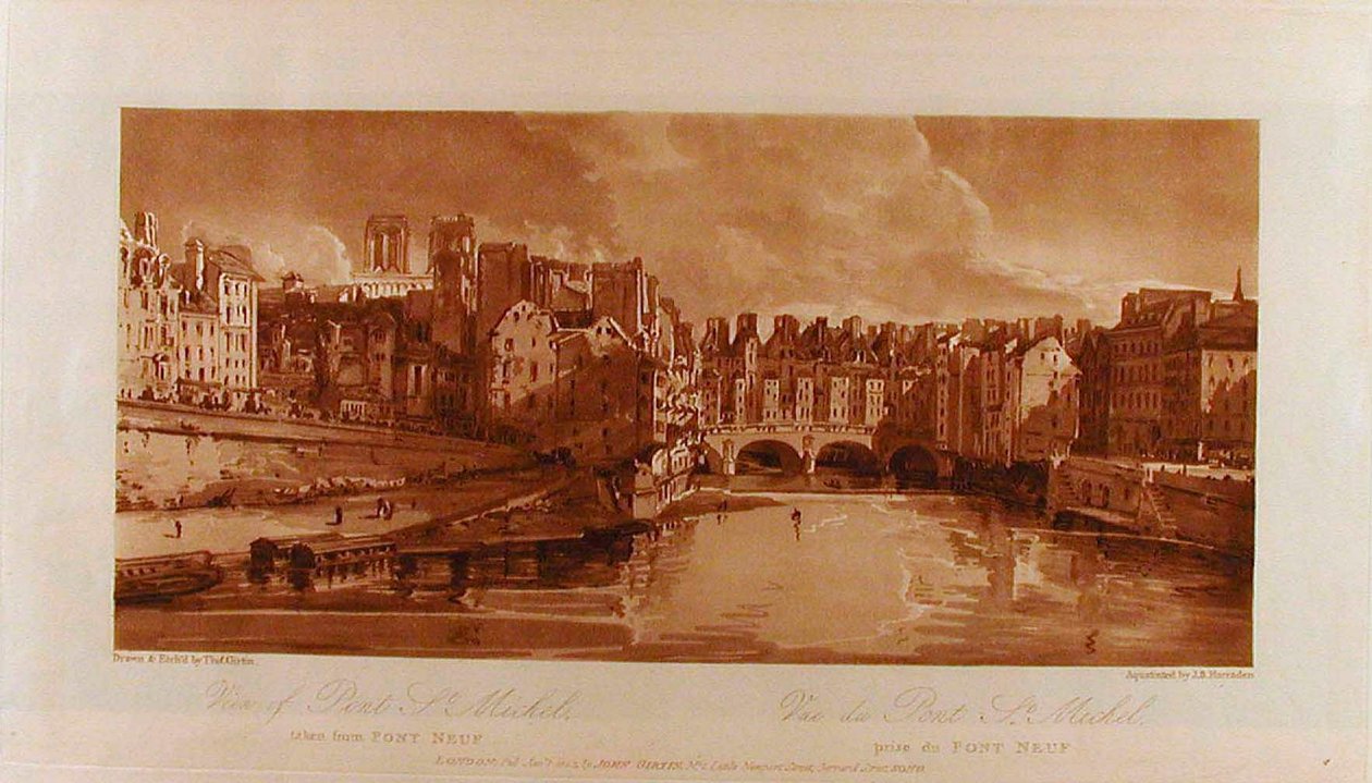 Ansicht der Pont St. Michel vom Pont Neuf aus tekijältä Thomas Girtin