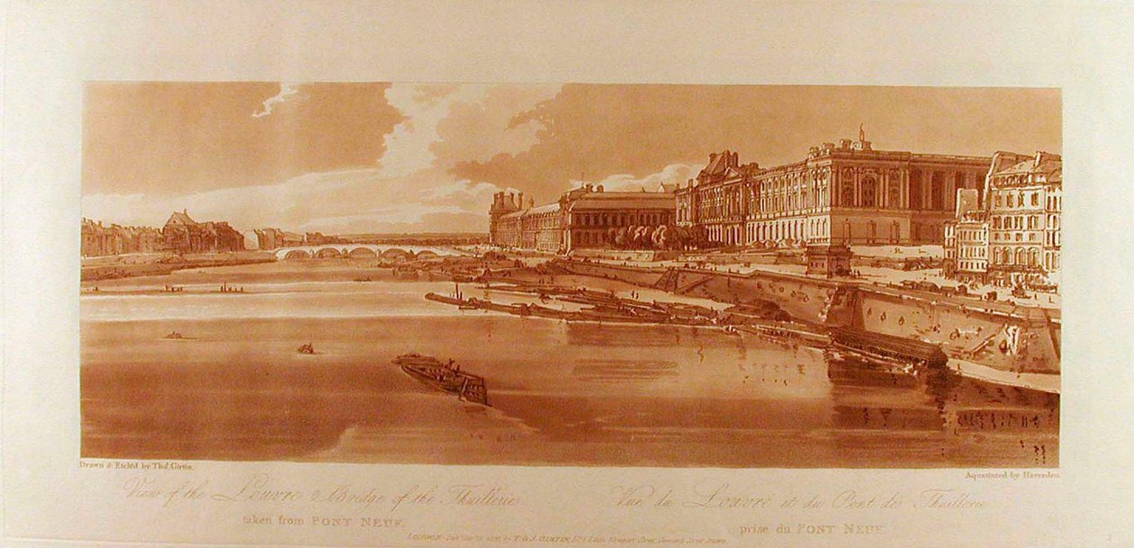 Ansicht des Louvre und der Brücke der Thuilleries vom Pont-Neuf aus tekijältä Thomas Girtin