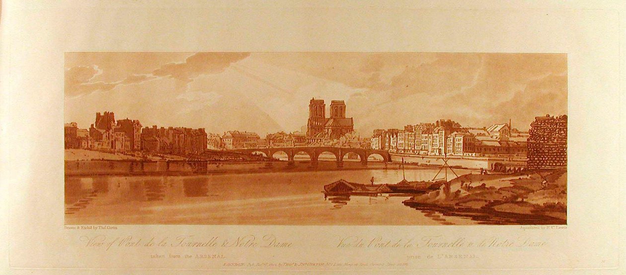 Ansicht der Pont de la Tournelle & Notre Dame vom Arsenal aus tekijältä Thomas Girtin