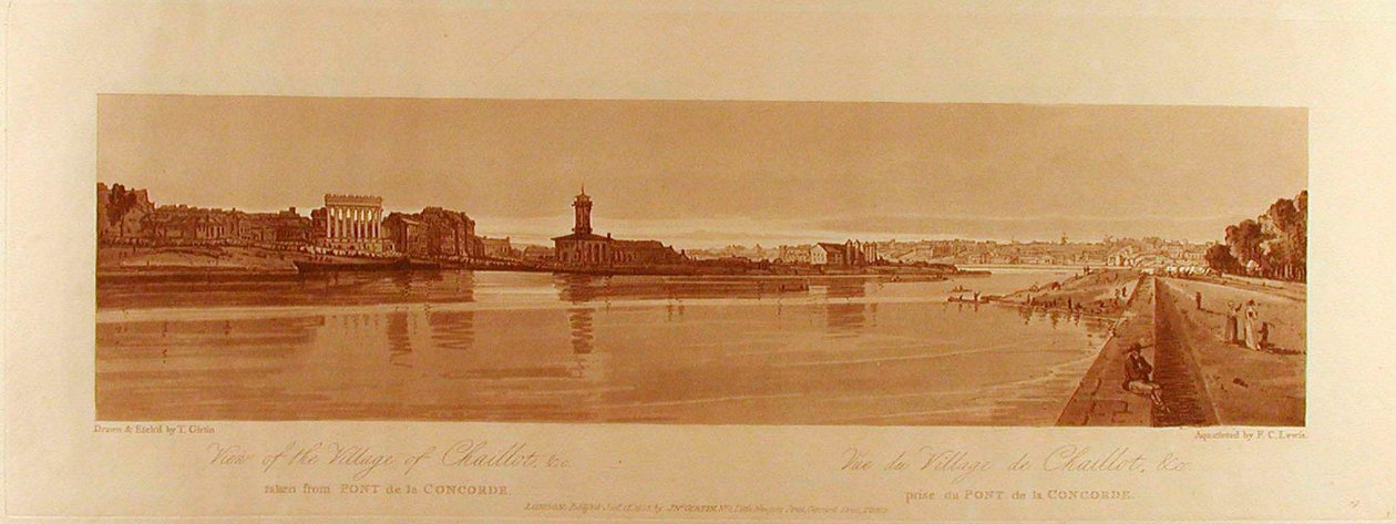 Ansicht des Dorfes Chaillot &c vom Pont de la Concorde aus gesehen tekijältä Thomas Girtin