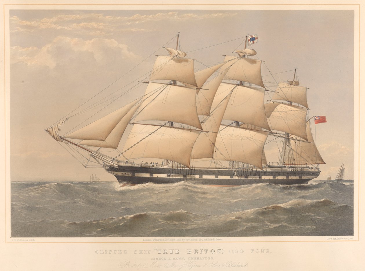 Clipper Ship True Briton 1100 tonnia, tekijältä Thomas Goldsworth Dutton