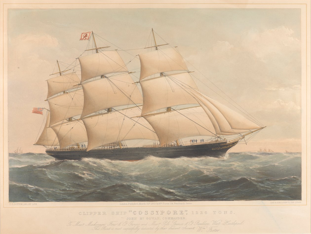 Clipper-alus Cossipore 1226 tonnia tekijältä Thomas Goldsworth Dutton