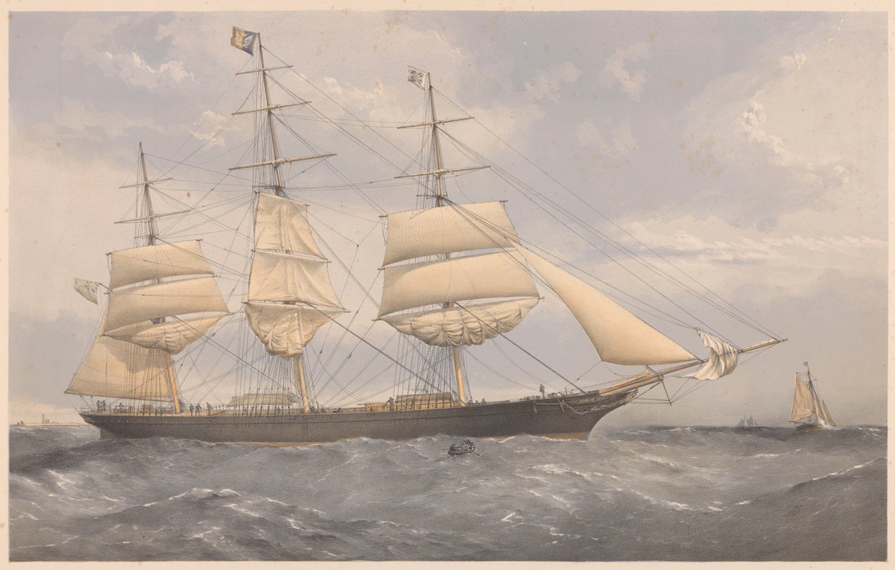 The Clipper Ship Norman Court, noin 1868-74 (värillinen litografia, grafiitti). tekijältä Thomas Goldsworth Dutton
