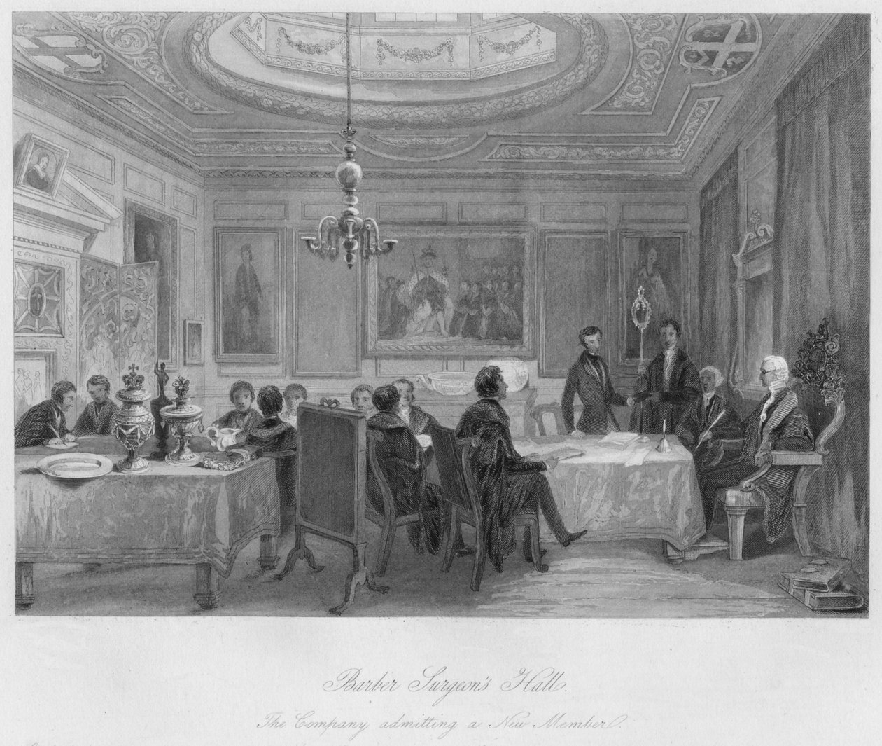 Parturikirurgien sali. Yhtiö ottaa uuden jäsenen, c1841 tekijältä Thomas H. Ellis