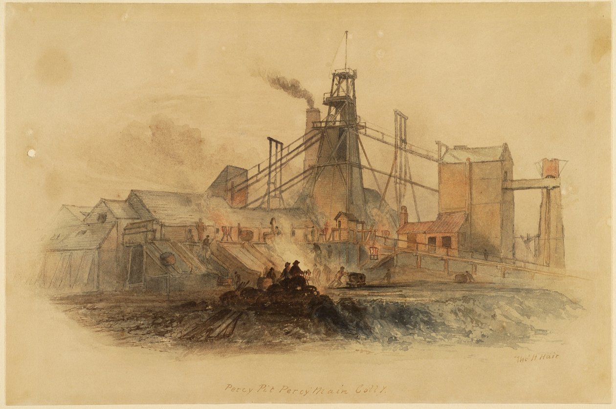 Percy Pit, Percy Main Colliery (akvarelli paperille) tekijältä Thomas H. Hair