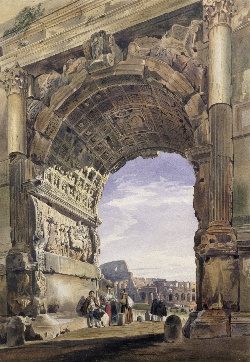 Tituksen kaari, Rooma, 1842 tekijältä Thomas Hartley Cromek
