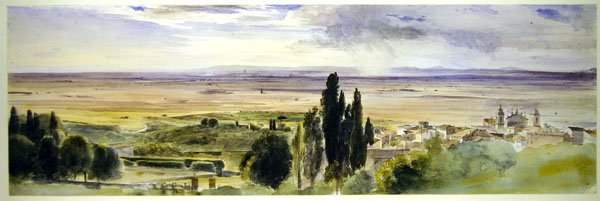 Frascati Villa Aldobrandinista (akvarelli paperille) tekijältä Thomas Hartley Cromek
