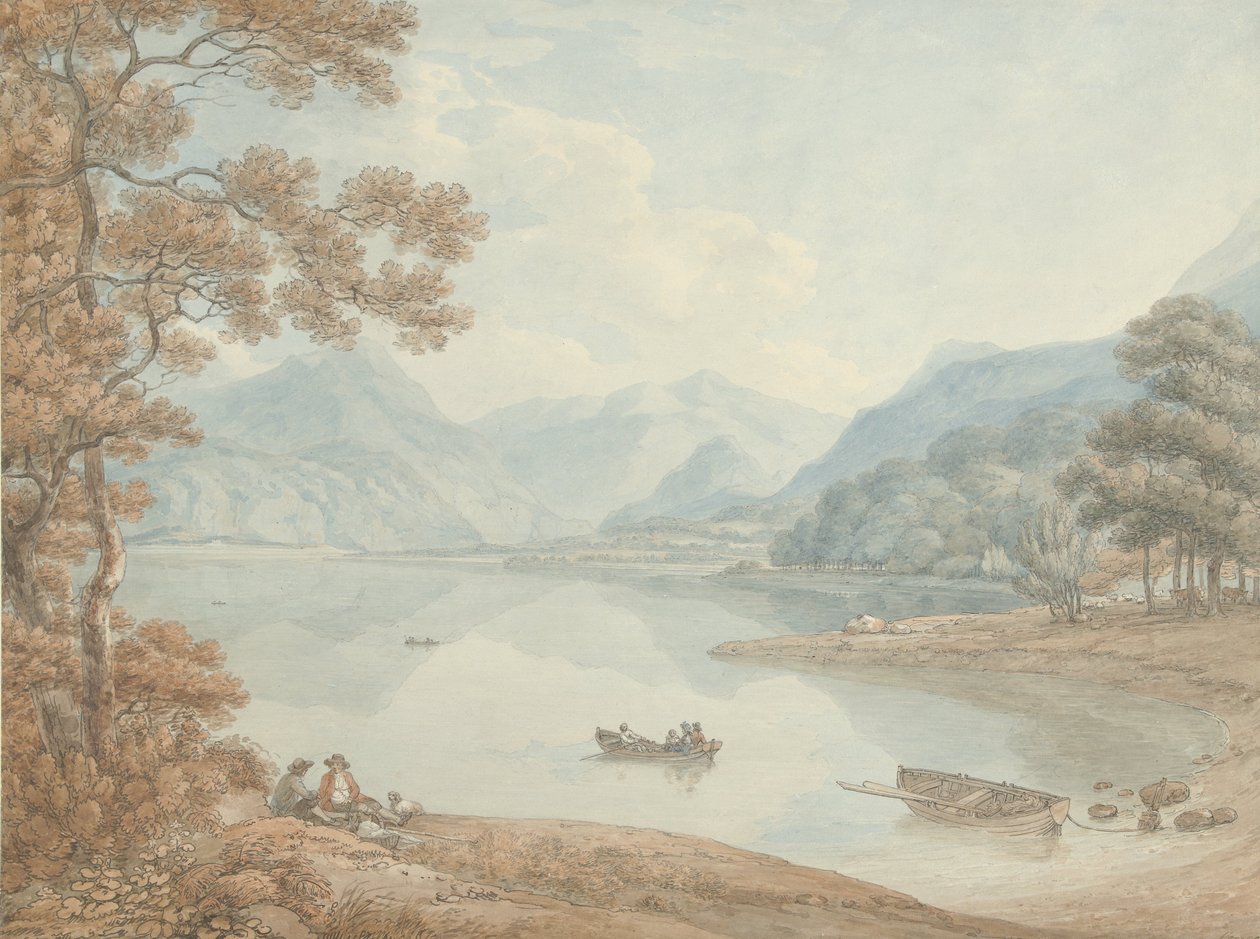 Näkymä Derwent Waterille, kohti Borrowdalea (Cumberland) tekijältä Thomas Hearne