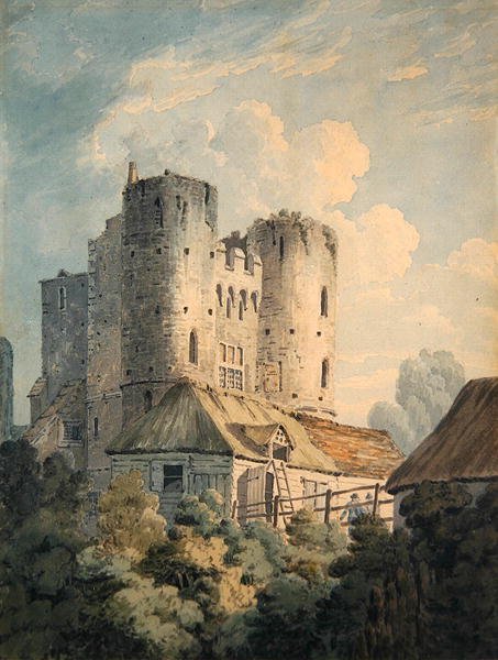 Saltwood Castle (akvarelli paperille) tekijältä Thomas Hearne