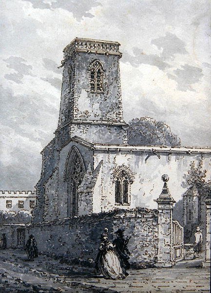 St. Peter in the East Church (ruskea muste ja harmaa pesuaine) tekijältä Thomas Hearne