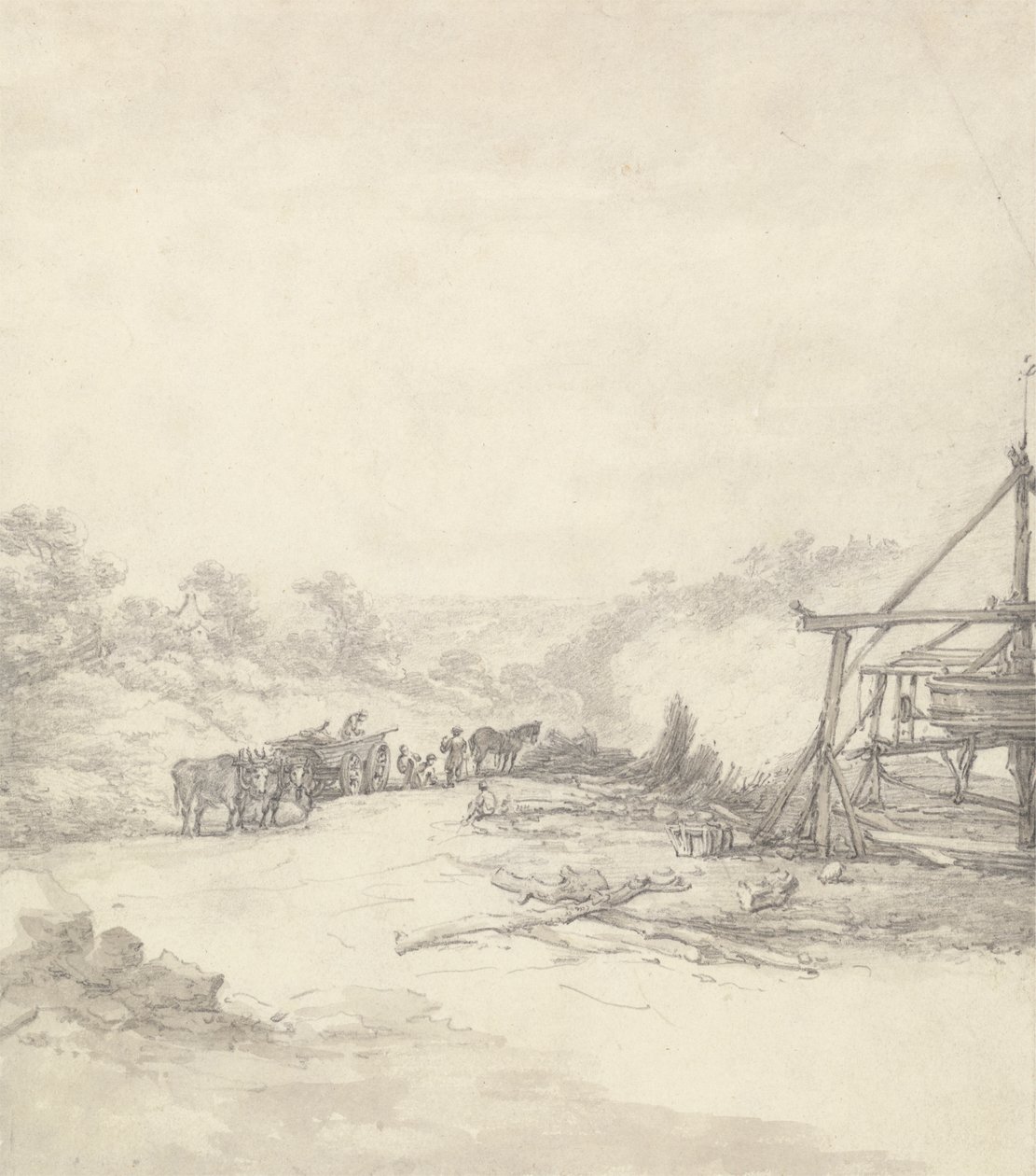 Kaivon varusteiden purkaminen Coalbrookdalessa tekijältä Thomas Hearne