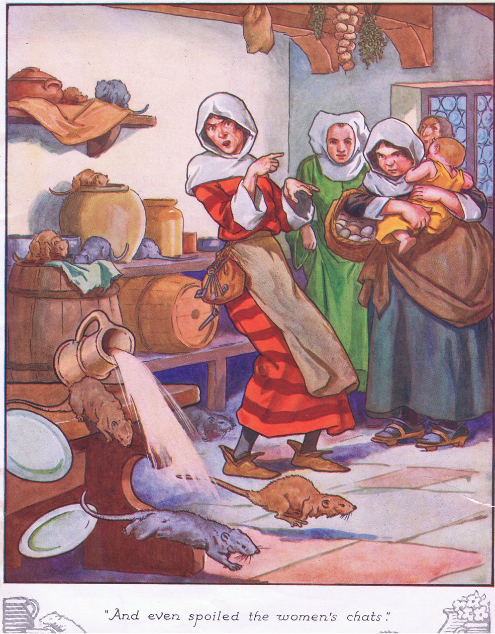 Ja jopa pilasi naisten keskustelut (värilitho). tekijältä Thomas Heath Robinson