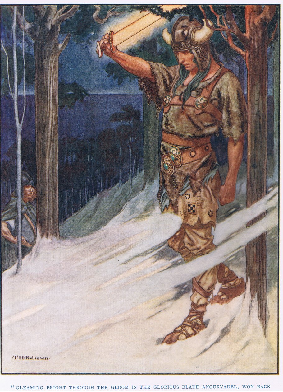Hohtavan valkoisena läpi hämärän (litografia) tekijältä Thomas Heath Robinson