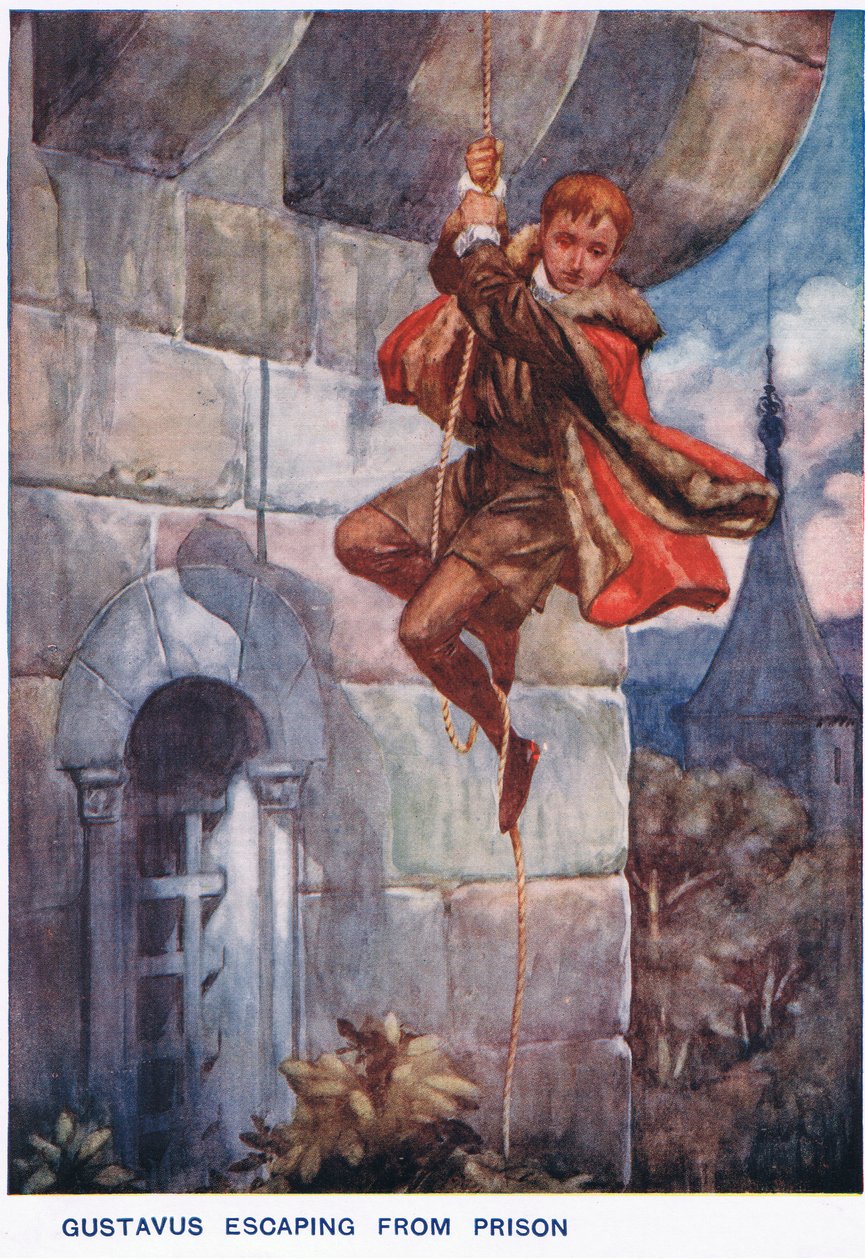 Gustavus pakenee vankilasta tekijältä Thomas Heath Robinson