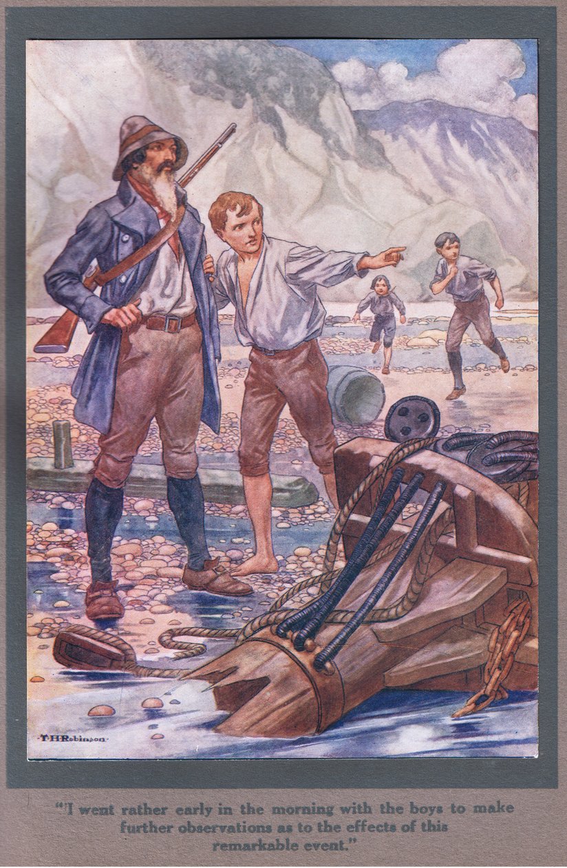 Kävin melko aikaisin aamulla poikien kanssa tekemässä lisähavaintoja (värilitro). tekijältä Thomas Heath Robinson