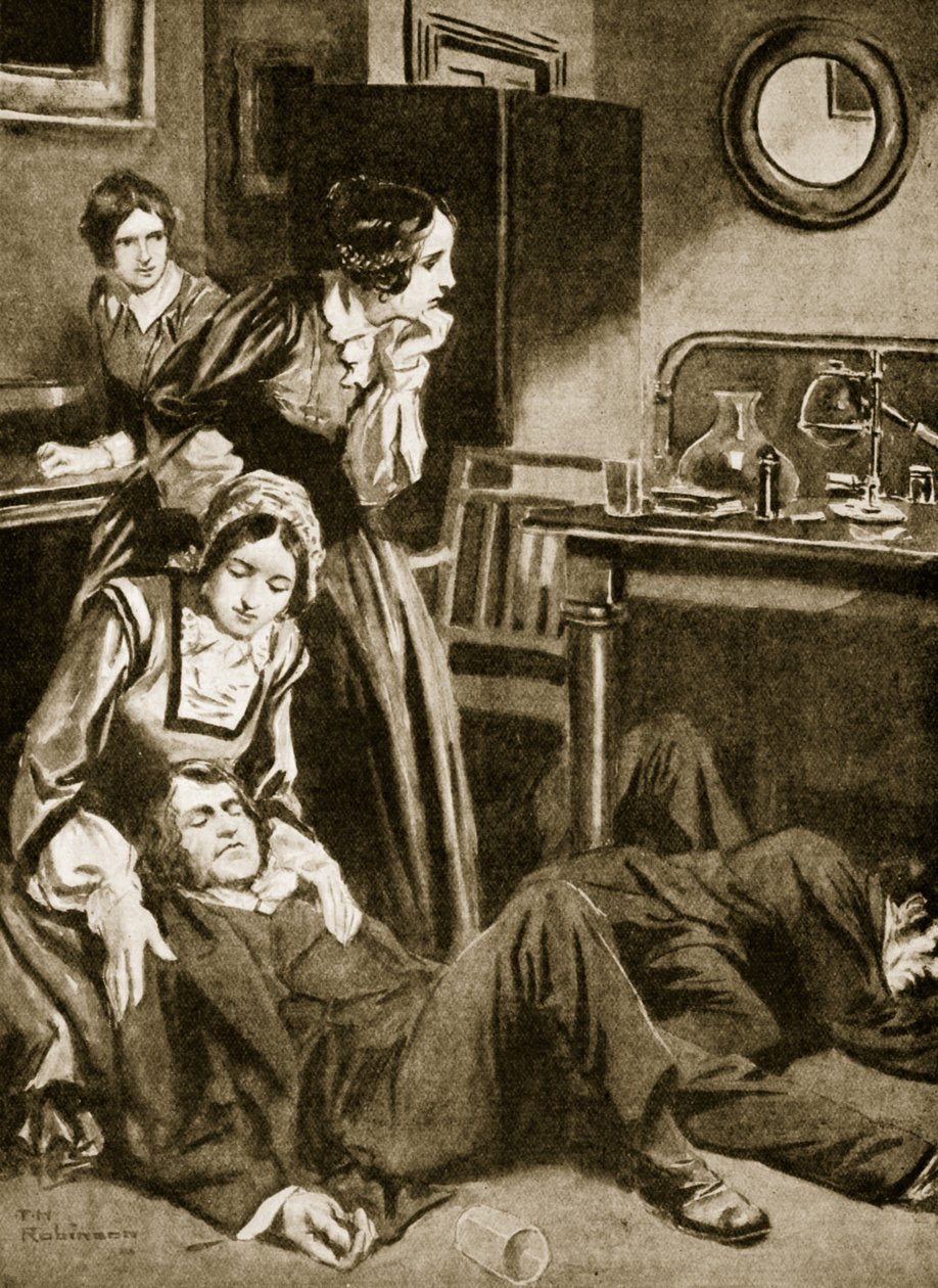 James Simpson ja hänen avustajansa löytävät kloroformin, marraskuu 1847 (litografia). tekijältä Thomas Heath Robinson