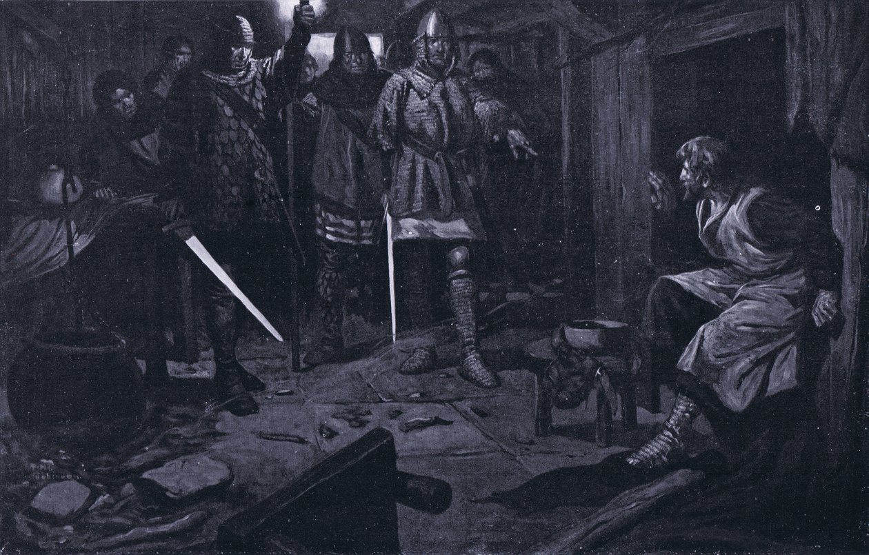 William Wallacen vangitseminen AD1305 (litografia) tekijältä Thomas Heath Robinson