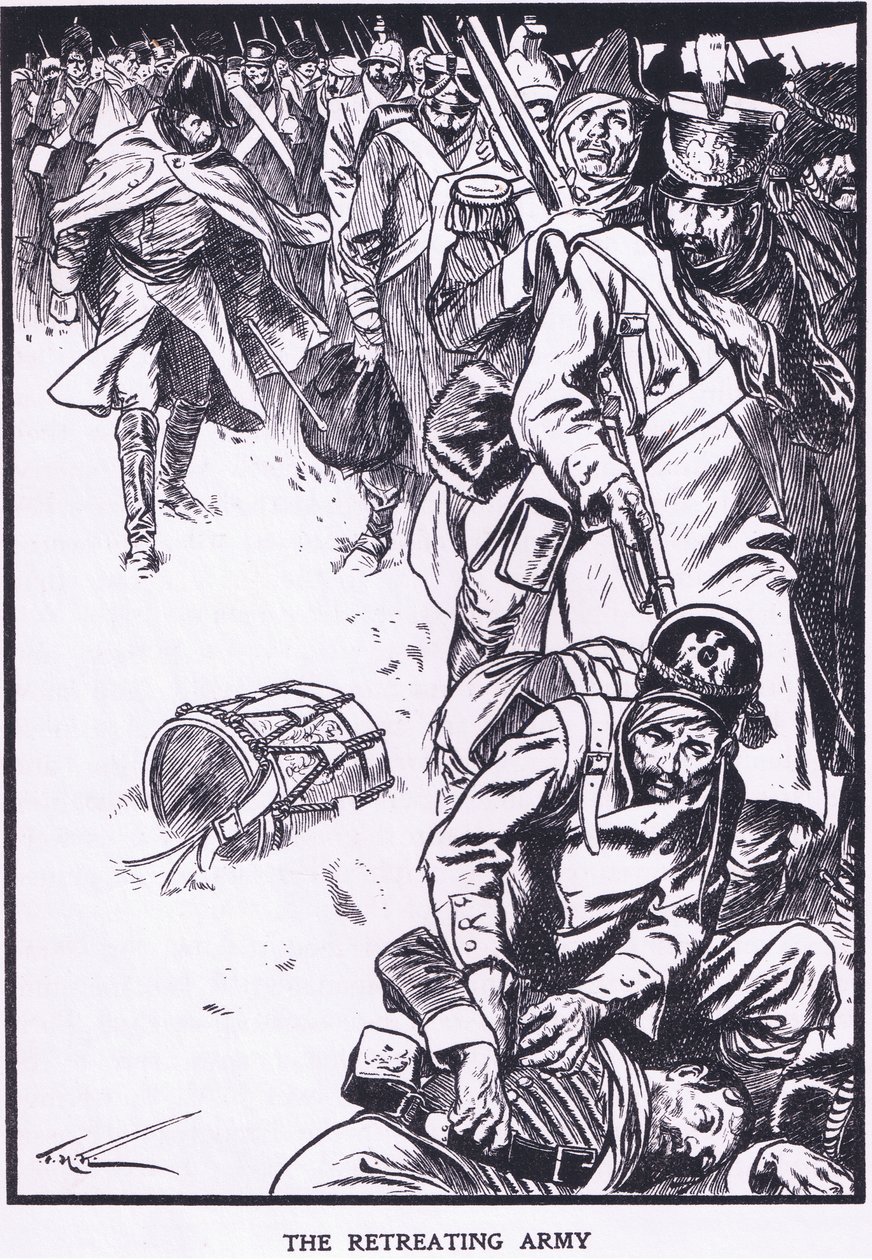 Perääntyvä armeija (värilitro) tekijältä Thomas Heath Robinson
