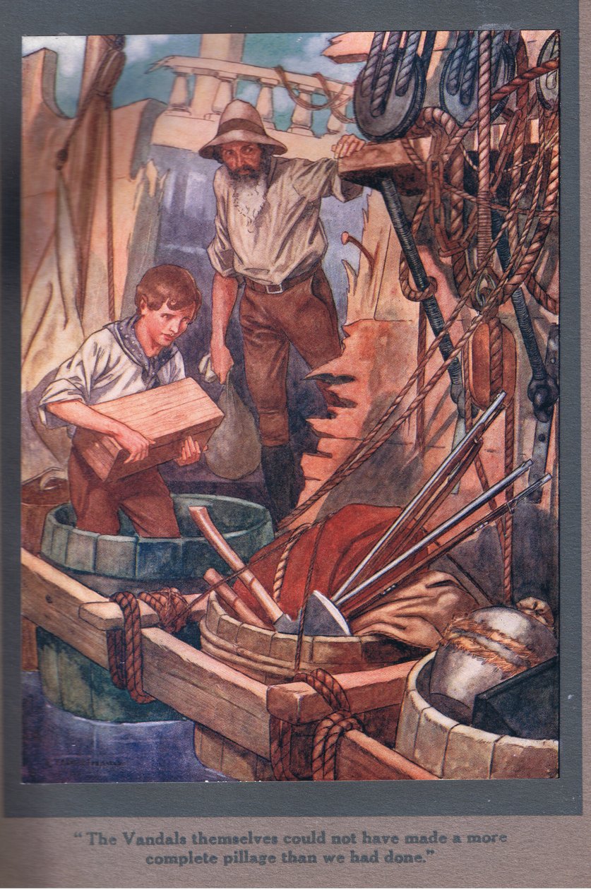 Vandaalit itse eivät olisi voineet tehdä täydellisempää ryöstöä kuin me olimme tehneet (värilitografia). tekijältä Thomas Heath Robinson