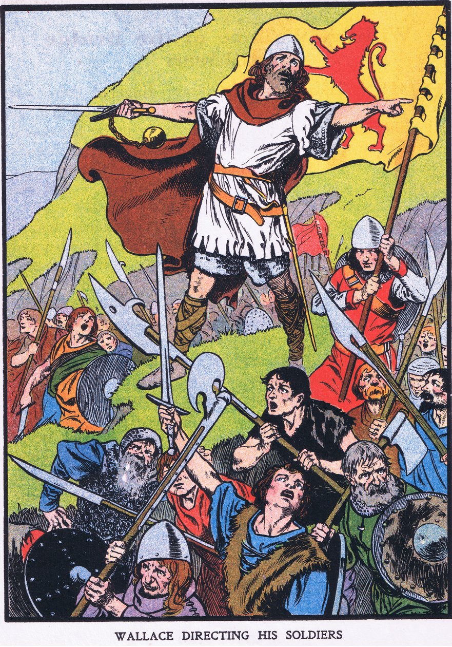 Wallace ohjaa sotilaitaan (värilitografia) tekijältä Thomas Heath Robinson