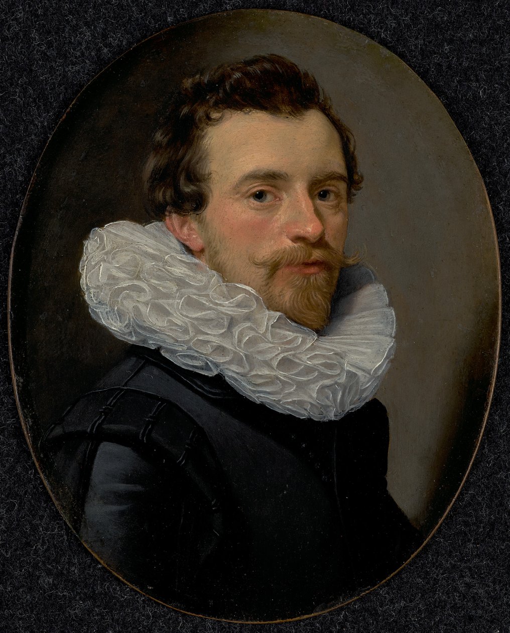 Muotokuva nuoresta miehestä, jolla on ruffi tekijältä Thomas Hendricksz. de Keyser