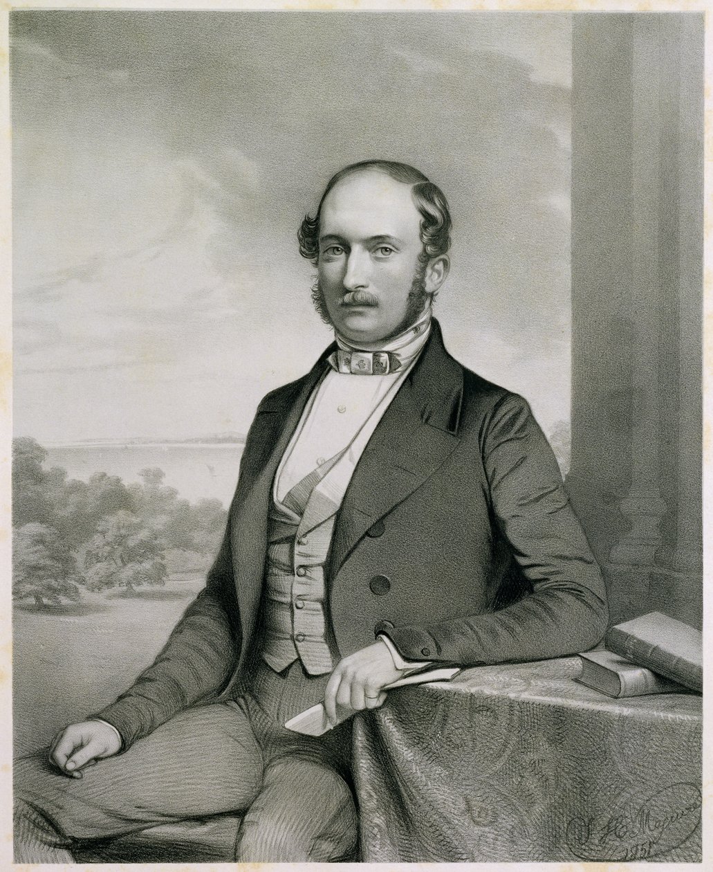 Prinssi Albert (1819-61), teoksesta "Ipswich-museon kunniajäsenten muotokuvat", George Ransome, 1851 (litografia) tekijältä Thomas Herbert Maguire