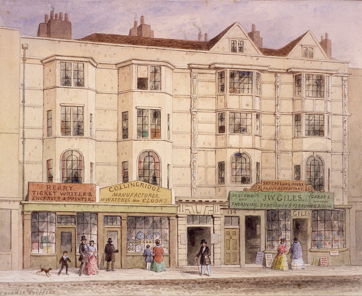 Aldersgate Street, Lontoo, 1851 tekijältä Thomas Hosmer Shepherd