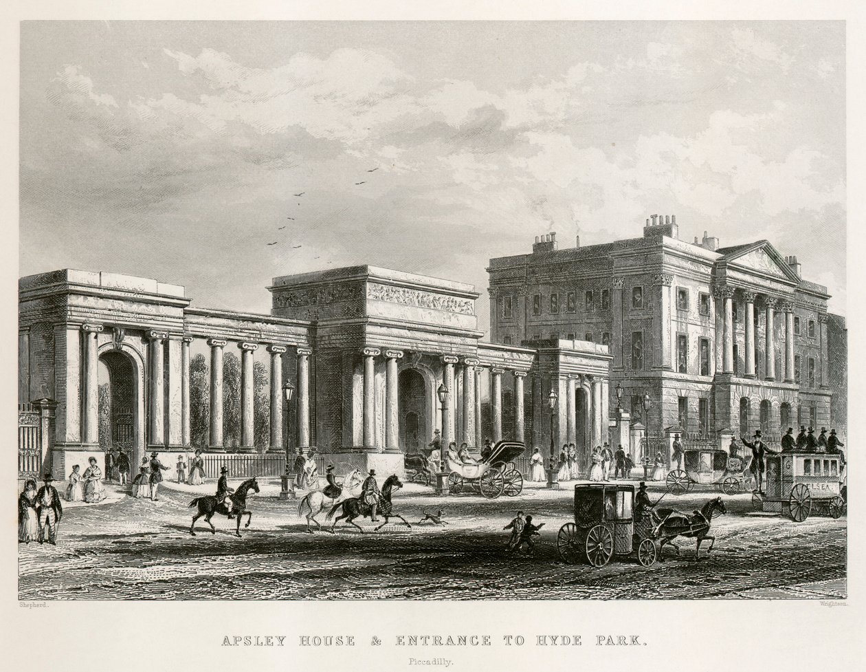 Apsley House, Hyde Park Corner, Lontoo, 1850 tekijältä Thomas Hosmer Shepherd