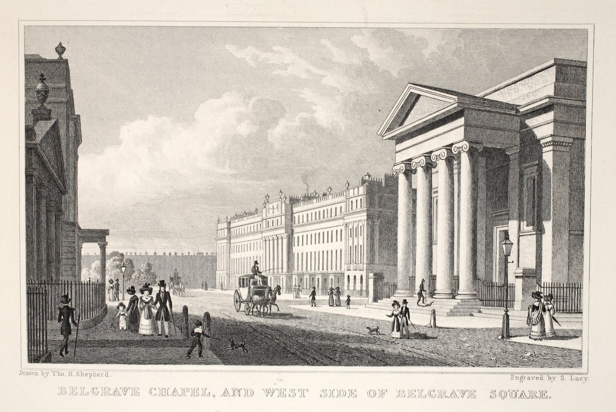 Belgrave Chapel ja Belgrave Squaren länsipuoli, pubista "London and it