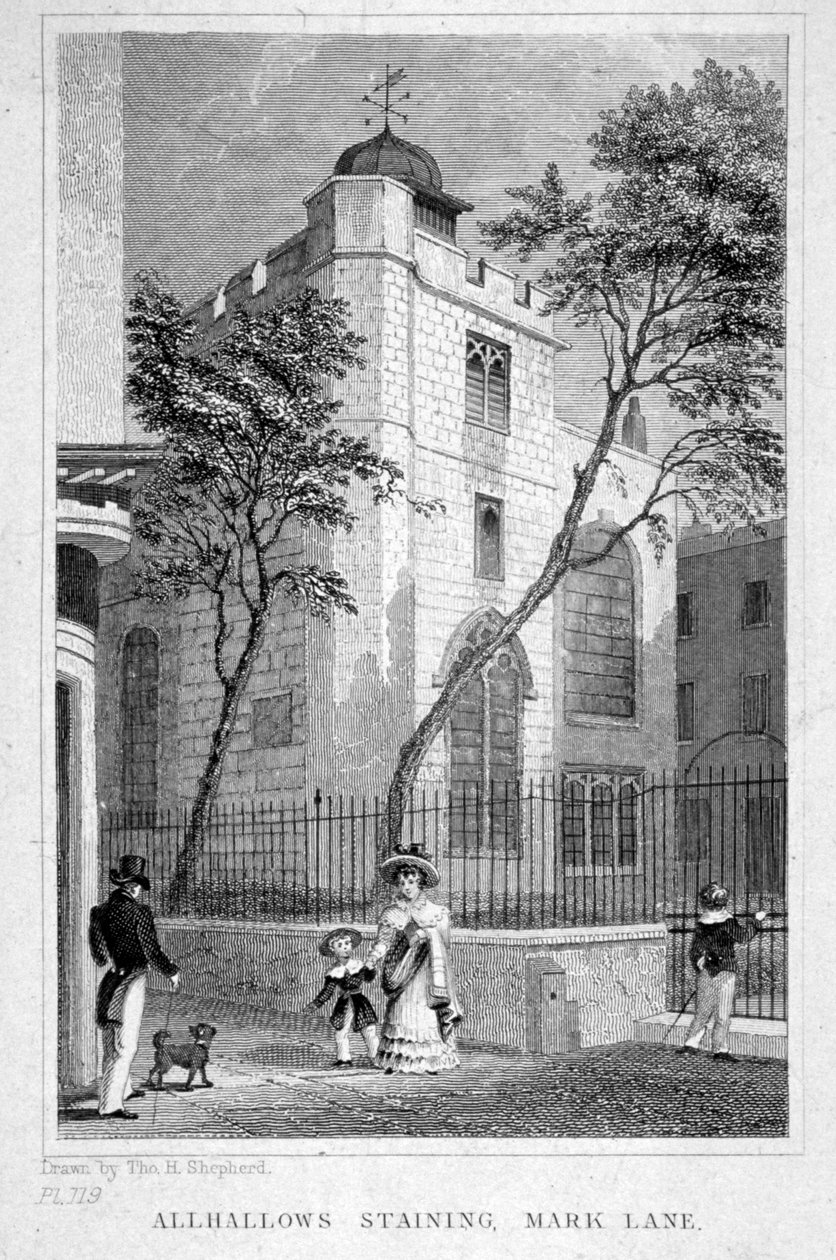 Church of All Hallows Staining, Lontoo, 1829 tekijältä Thomas Hosmer Shepherd