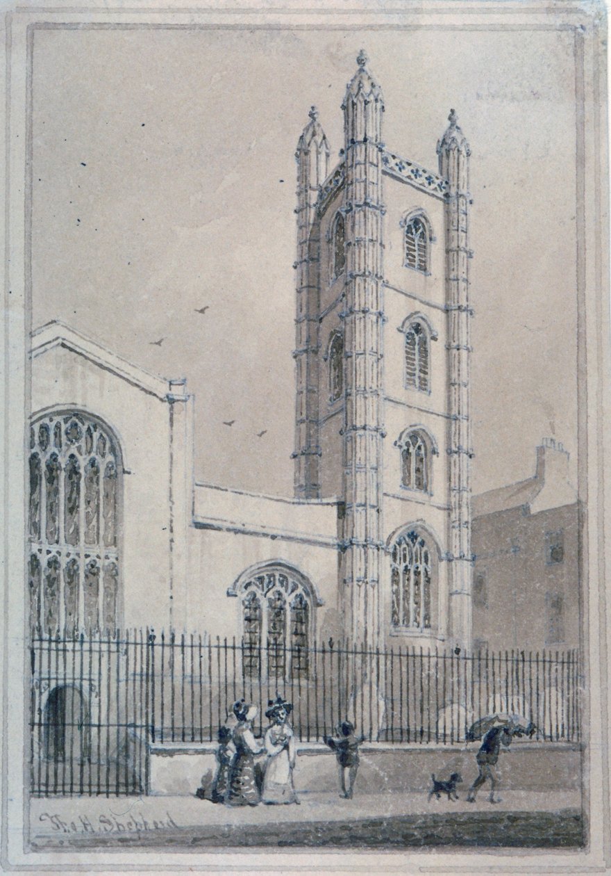 St Mary Aldermaryn kirkko, Lontoon kaupunki, 1830 tekijältä Thomas Hosmer Shepherd