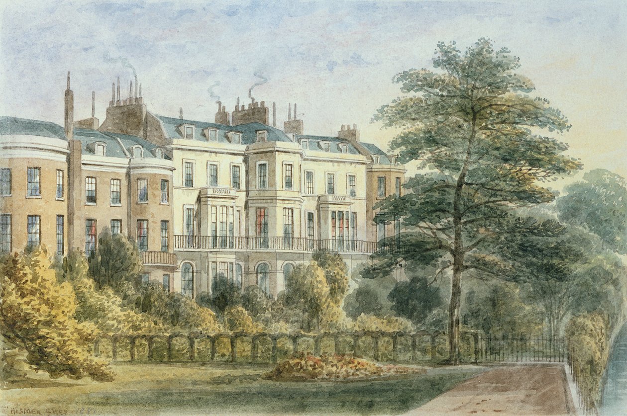Sir Robert Peelin talon itäpuolella Privy Gardenissa (1788-1850) 1851 tekijältä Thomas Hosmer Shepherd