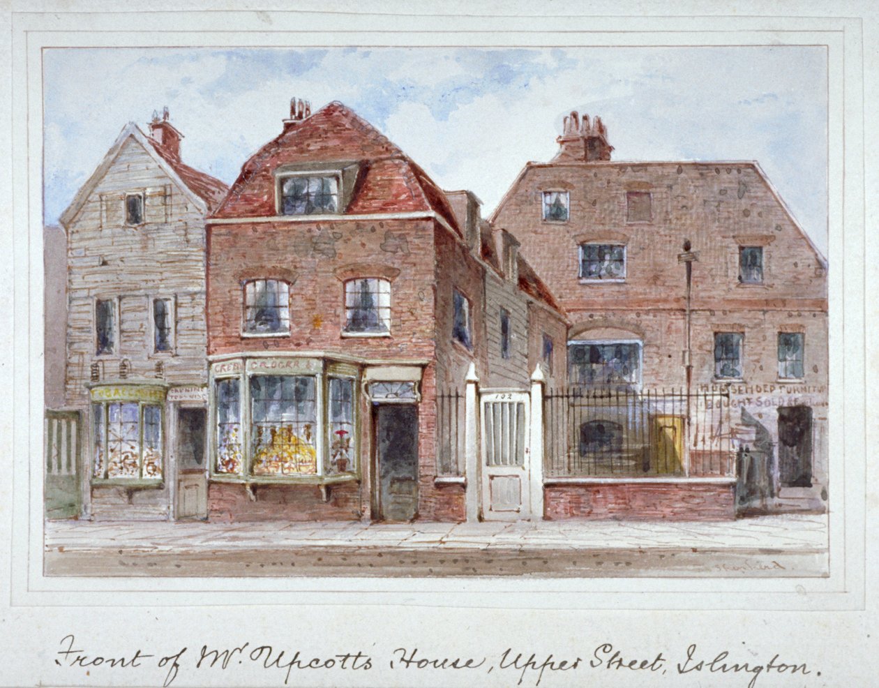 Etunäkymä Mr Upcottin talosta, Upper Street, Islington, Lontoo, c1835. tekijältä Thomas Hosmer Shepherd
