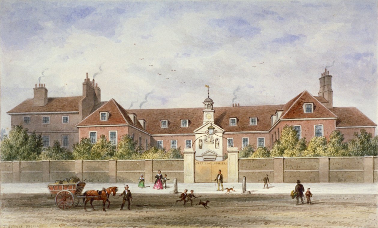 Grey Coat Hospital, Tothill Fields, Westminster, Lontoo, c1840 tekijältä Thomas Hosmer Shepherd
