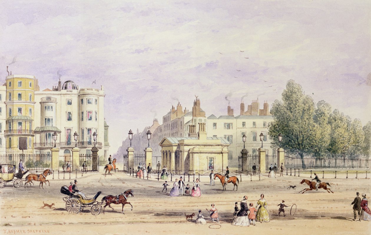 Grosvenor Gate ja New Lodge, 1851 tekijältä Thomas Hosmer Shepherd