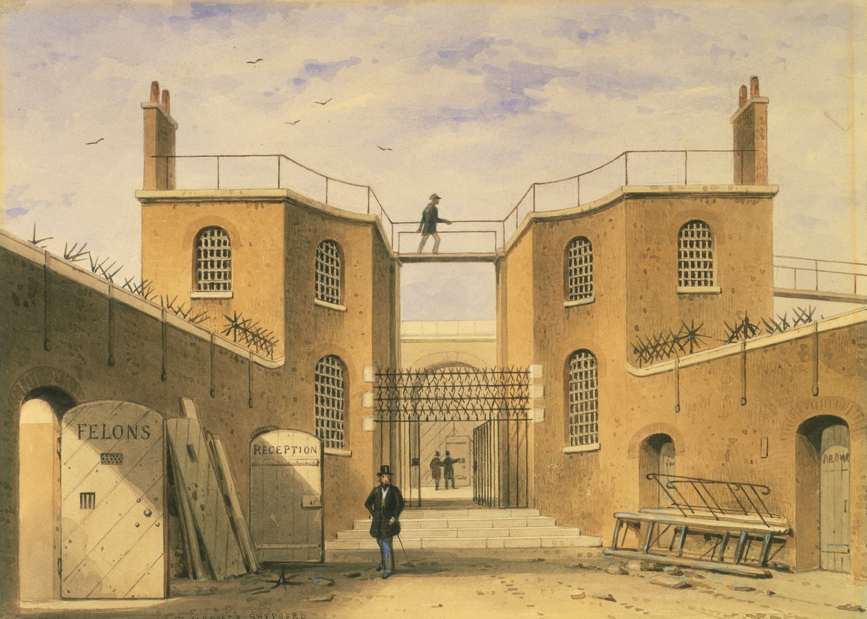 Korjaustalo, Clerkenwell, Lontoo, n. 1850 tekijältä Thomas Hosmer Shepherd