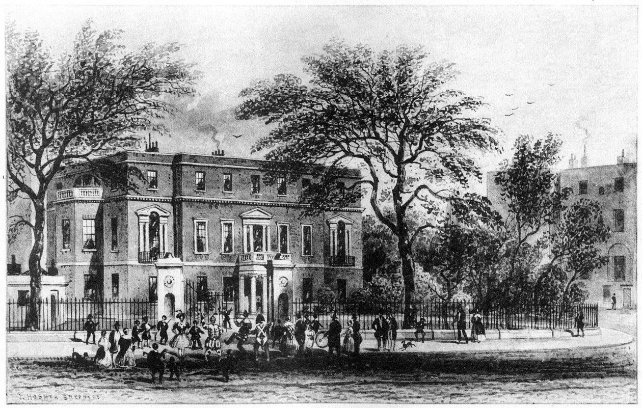 Mrs Montagus House, Portman Square, Lontoo, 1800-luku 1907 tekijältä Thomas Hosmer Shepherd