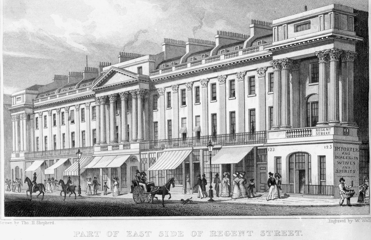 Osa Lontoon Regent Streetin itäosaa tekijältä Thomas Hosmer Shepherd