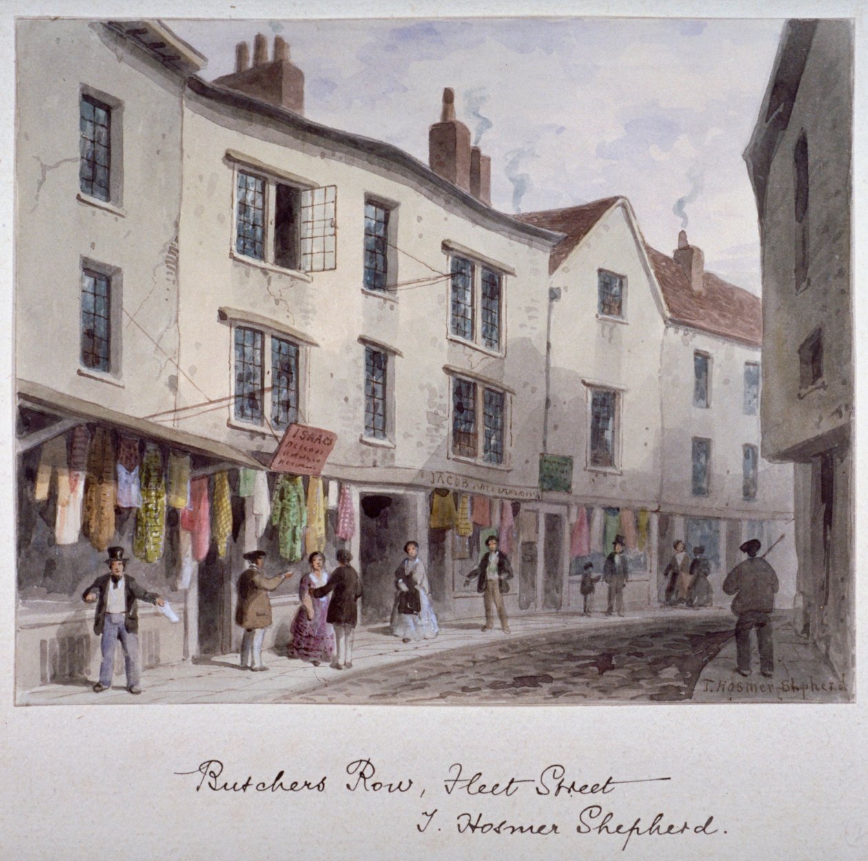 Luultavasti näkymä Holywell Streetille, Westminster, Lontoo, vuosi 1850 tekijältä Thomas Hosmer Shepherd
