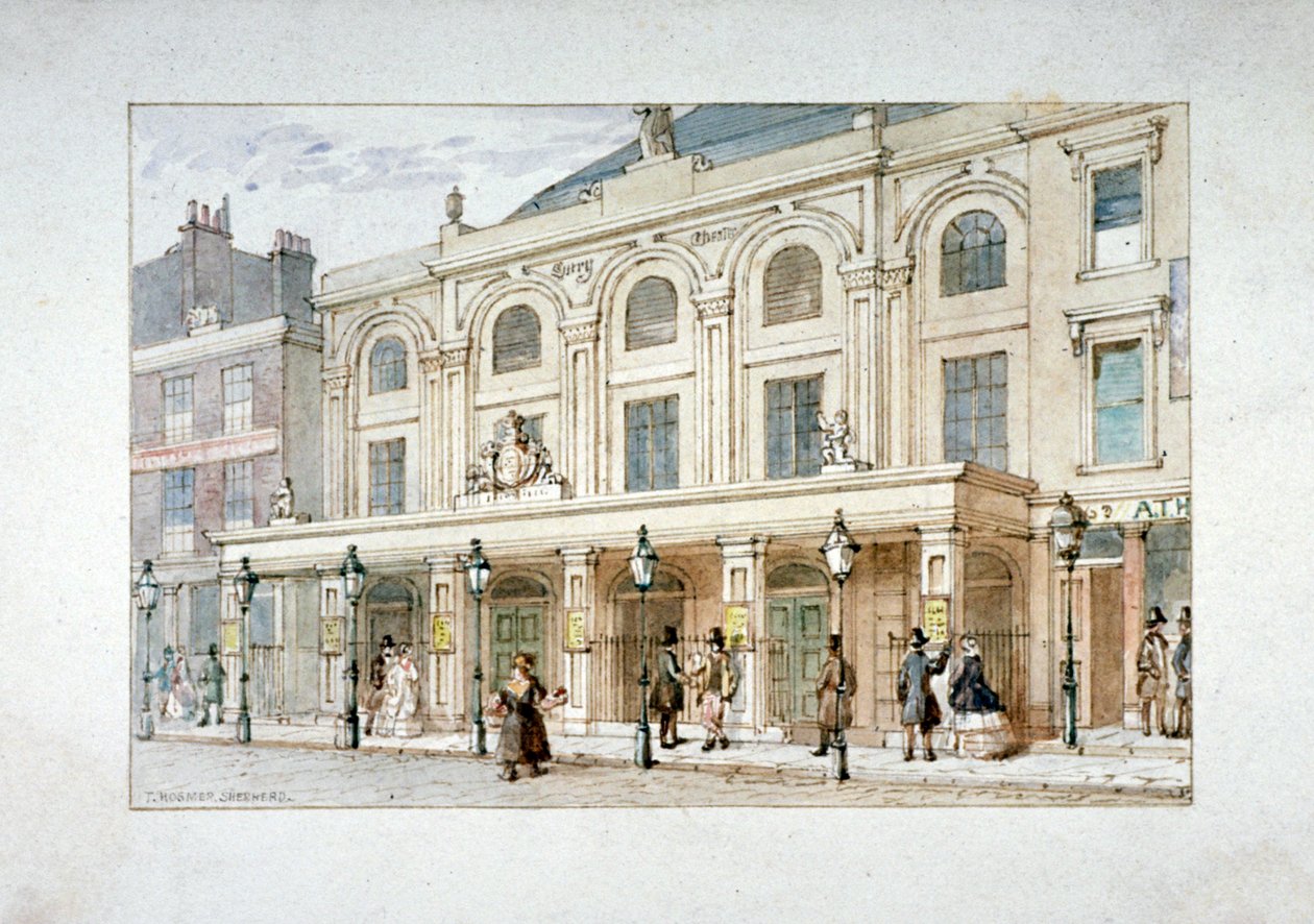 Surrey Theatre ja Surrey Coffee House Blackfriars Roadilla, Southwark, Lontoo, c1835 tekijältä Thomas Hosmer Shepherd